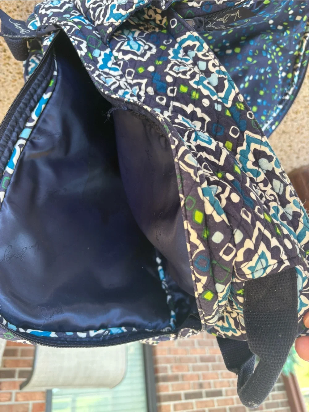 Vera Bradley Quilted Navy and Teal Patterned Women’s Campus Backpack Ink Blue